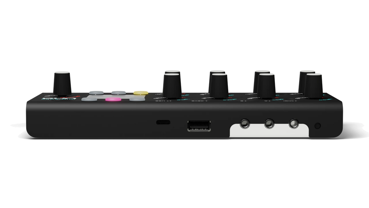 Midicake UNA rear panel with USB and audio-jack MIDI connections