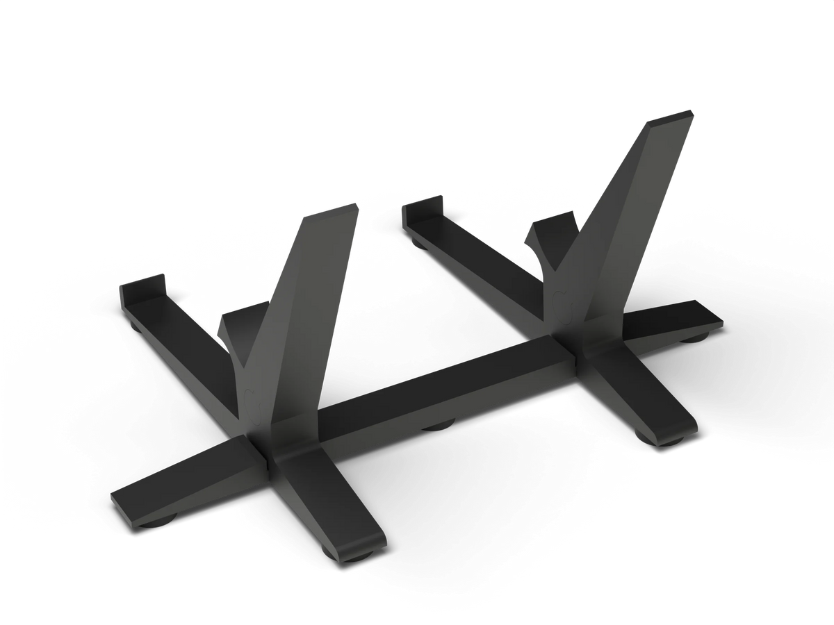Rear view of the empty Angle Stand for Midicake UNA, showing the angled phone supports and rubber feet