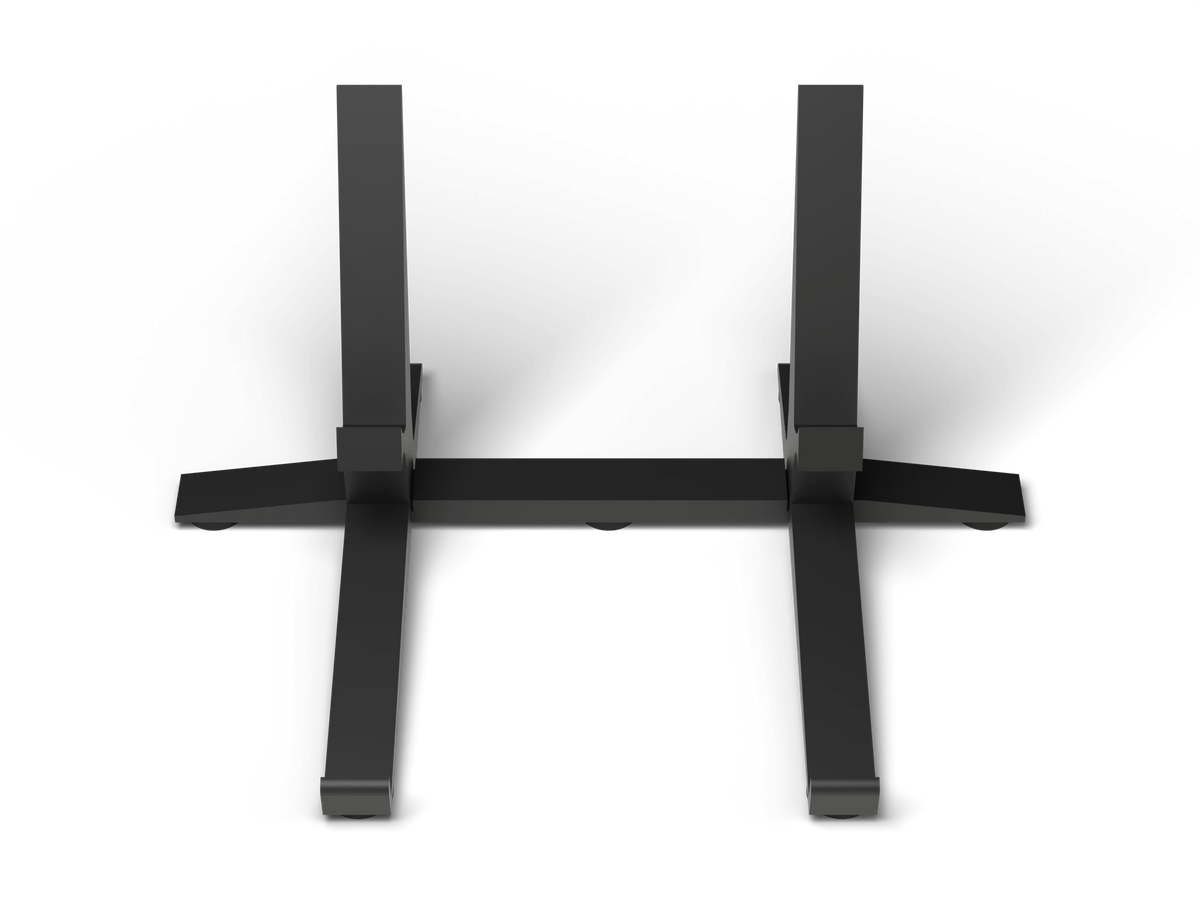 Front view of the empty Angle Stand for Midicake UNA, showing the two uprights and cross-brace base