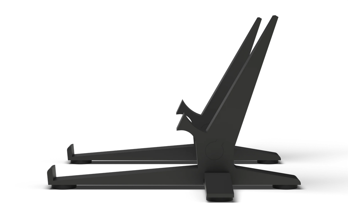 Side profile of the Angle Stand for Midicake UNA, showing the playing angle and the slotted phone support