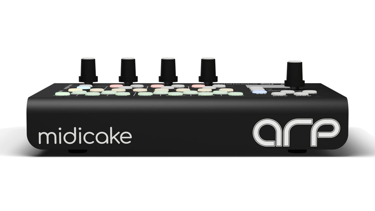 Midicake ARP front edge with midicake arp logo