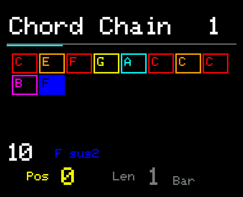 Midicake ARP screen – Chord Chain editor