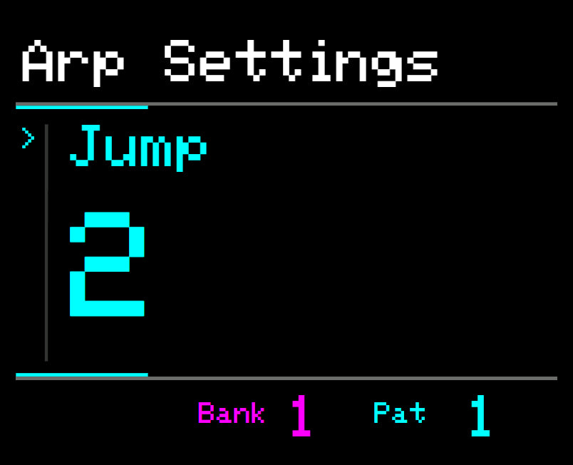 Midicake ARP screen – Jump 2