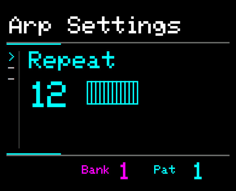 Midicake ARP screen – Repeat 12