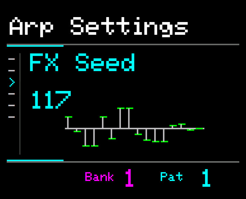 Midicake ARP screen – FX seed 117