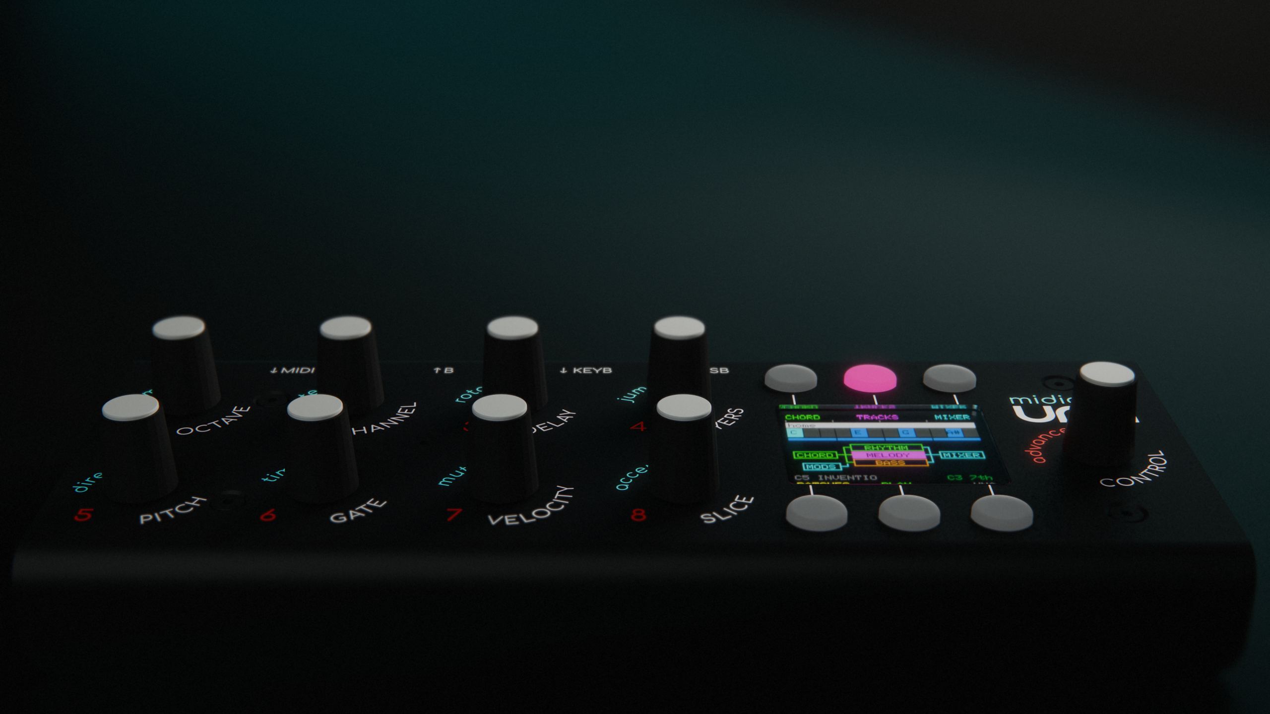 Midicake UNA hardware composer in low atmospheric light